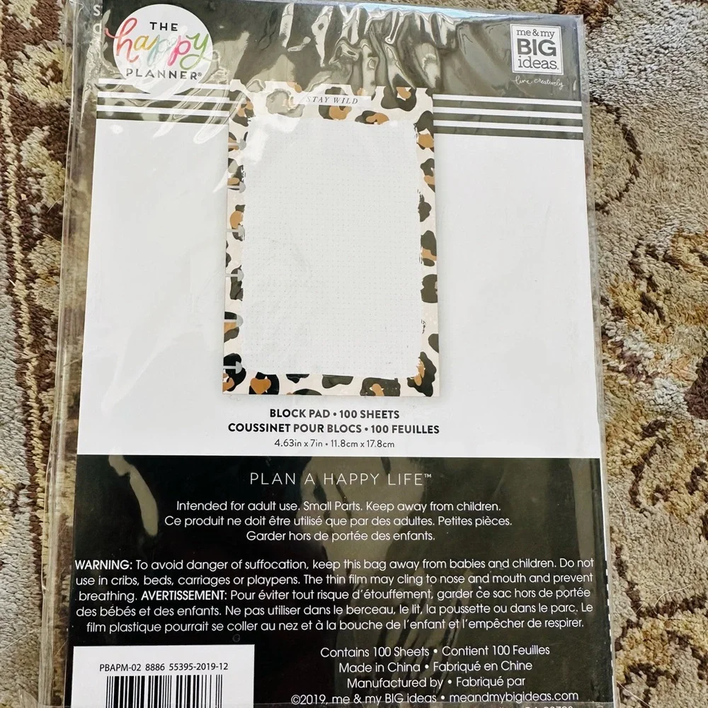 The Happy Planner Stay Wild Block Pad 100 Sheets